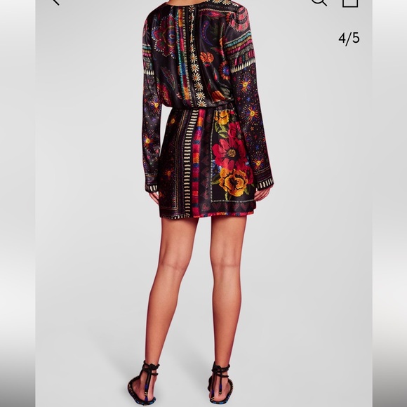 💥SOLD💥Farm Rio Black Mixed Scarves Mini Dress - Picture 5 of 6